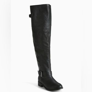 FAUX LEATHER OVER THE KNEE BOOTS (WIDE WIDTH & WIDE CALF)